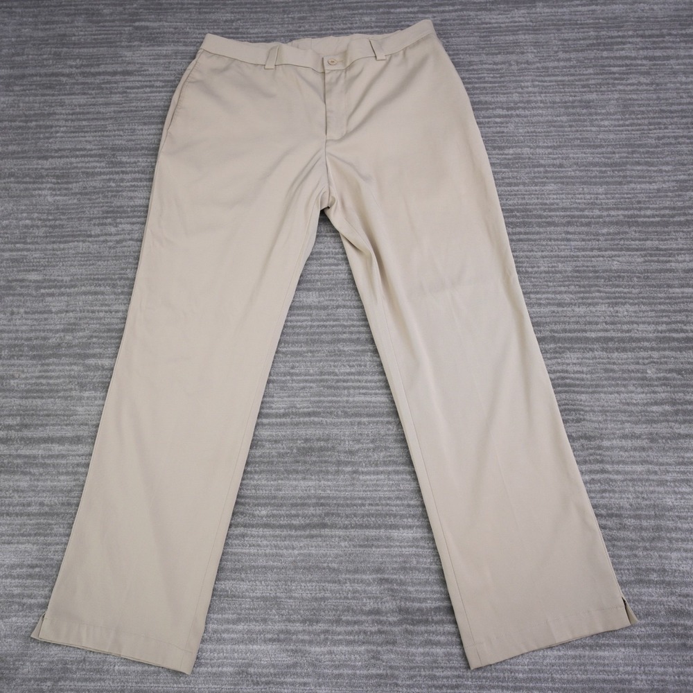 Slazenger Golf Pants Men Khaki Tan Solid Performance Chino 36x30‎ (Fit 36x29.5)
